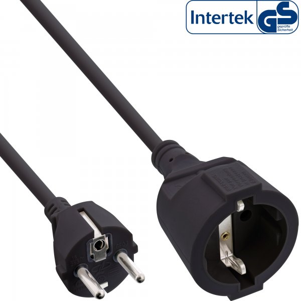 InLine Cavo prolunga con messa a terra H05VV-F3G1.5 - nero - 1,5m