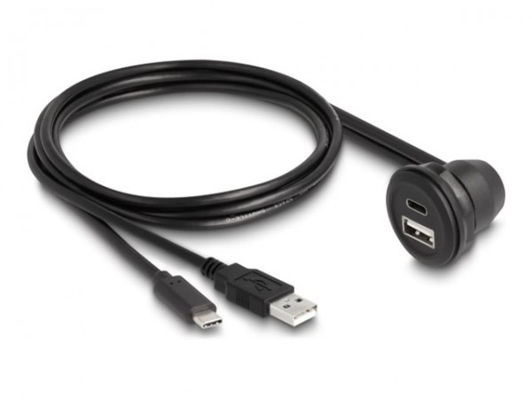 Delock Cavo USB 2.0 USB Tipo-A maschio e USB Type-C maschio per USB Tipo-A femmina 90° angolato e US