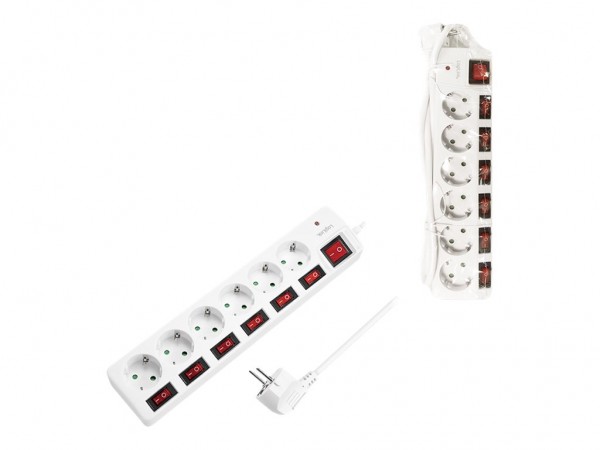 LogiLink Steckdosenleiste - Wechselstrom 250 V - 3680 Watt - Ausgangsanschlüsse 6 6 x - Strip alimen