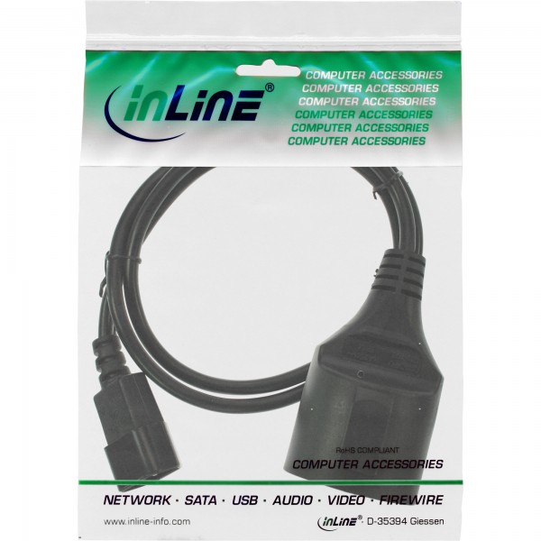 InLine Cavo adattatore alimentazione spina C14 presa Shu.cko - bianco - 3m