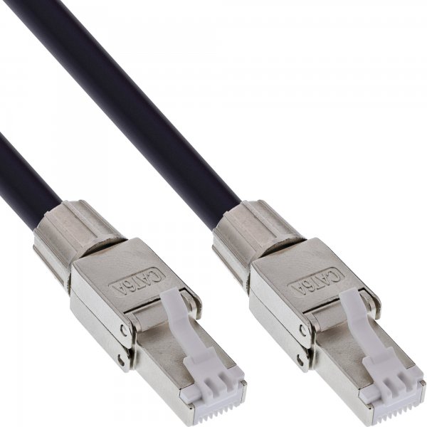 InLine Bobina di cavo di rete per esterni - Cat.6A PUR RJ45 - 50 m - nero