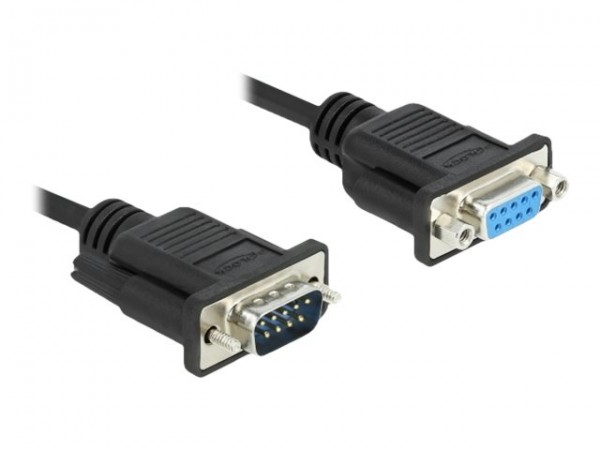 Delock Cavo seriale RS-232 D-Sub9 maschio per femmina 1 m - Nero - 1 m - RS-232 Sub-D9 - RS-232 Sub-