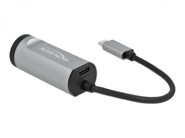 Delock Adattatore USB Type-C per Gigabit LAN con porta di alimentazione grigia - Cablato - USB tipo-