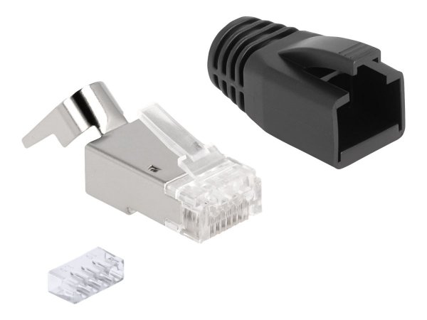 Delock Spina modulare RJ45 con scarico della trazione Cat.6A - Cat.7 e protezioni antipiega set da 2