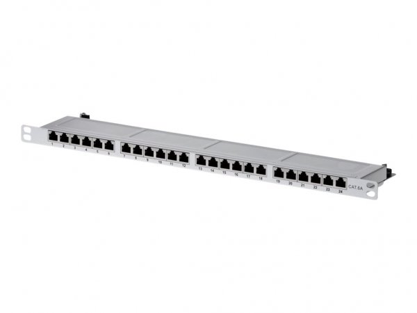 Helos Patchfeld Cat 6A 19" 0.5HE lichtgrau - Patch panel - Ethernet