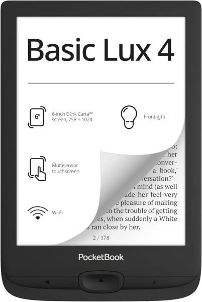 PocketBook Basic Lux 4 lettore e-book Touch screen 8 GB Wi-Fi Nero