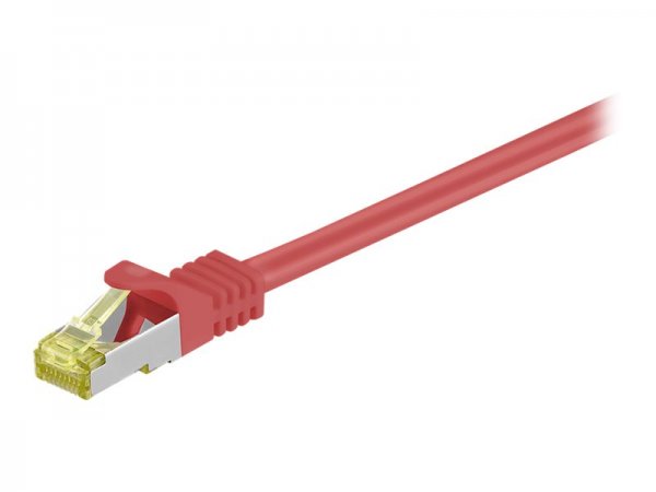 Goobay RJ45 Patchkabel CAT 6A S/FTP (PiMF), 500 MHz mit CAT 7 Rohkabel, rot - LSZH halogenfreier Kab