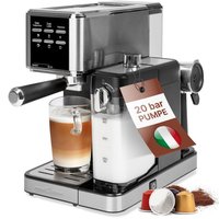 Clatronic PC-ES-KA 1266 Espressomaschine silber/schwarz - Macchina espresso - 20 Bar
