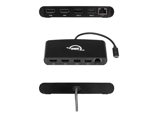 OWC Thunderbolt 3 mini Dock - Cablato - Thunderbolt 3 - 1000 Mbit/s - Nero - 40 Gbit/s - Alluminio