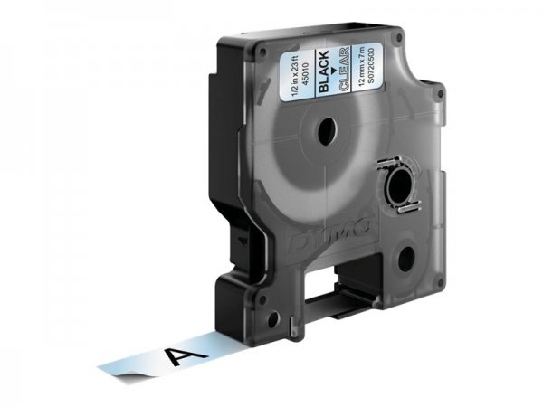Dymo D1 Schriftband 12 mm x 7 m schwarz auf transparent 45010 - Etichette/etichette