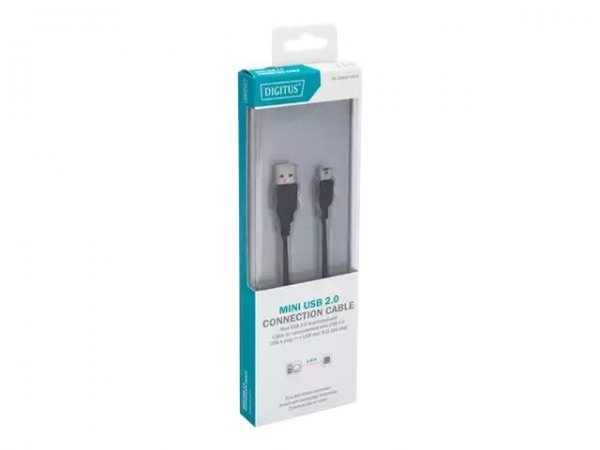 DIGITUS Cavo di collegamento USB 2.0 - tipo A su Mini B - 1 m - USB A - Mini-USB B - USB 2.0 - Masch