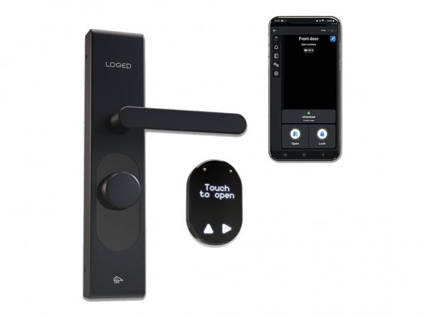 LOQED Smartes Türschloss schwarz WLAN BT PIN-Code Touch Europrofil