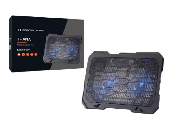 Conceptronic THANA01B - 39,6 cm (15.6") - 2 pz - 12,5 cm - 1000 Giri/min - Nero - Ferro - Plastica