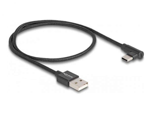 Delock Cavo USB 2.0 Tipo-A maschio per USB Type-C maschio nero con angolazione da 0,5 m - 0,5 m - US