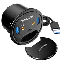 GrauGear USB Tisch Hub m. Audio- u. Mikrofonanschluss