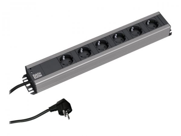 Bachmann 300.000 - 2 m - Nero - Grigio - 6 presa(e) AC - 74 mm - 445 mm - 45 mm