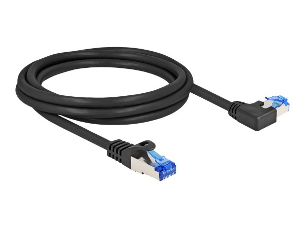 Delock Cavo di rete RJ45 Cat.6A S/FTP dritto / angolato a sinistra da 2 m nero - 2 m - Cat6a - S/FTP