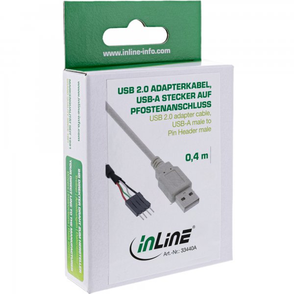 InLine USB 2.0 Adapterkabel Stecker A auf Pfostenanschluss