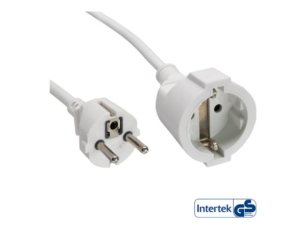 InLine Cavo alimentazione prolunga Sch.ko. CEE-7/7 maschio/femmina - 2m - bianco