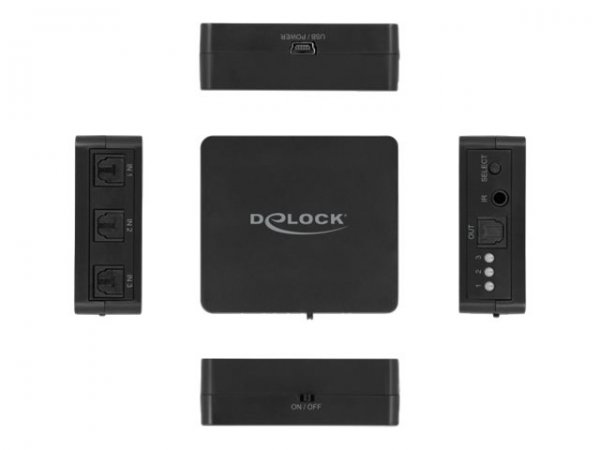 Delock S/PDIF Toslink Switch 3 In 1 Out mit IR-Fernbedienung - Interruttore