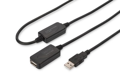 DIGITUS USB 2.0 Cavo ripetitore - 20 m - 20 m - USB A - USB A - USB 2.0 - Maschio/Femmina - Nero