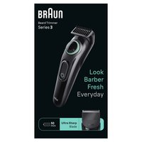 Braun BeardTrimmer 3 BT3411 Regolabarba Uomo - Lavabile - Batteria - Nero - Verde