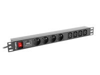 Lanberg PDU-04E04I-0200-IEC-BK - 1U - Orizzontale - Nero - 4 presa(e) AC - Accoppiatore C13 - Tipo E