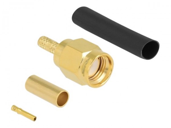Delock RP-SMA maschio per crimpare RG-174 / RG-316 con tubo termoretraibile adatto - RP-SMA - Oro -
