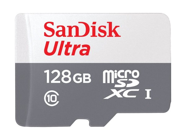 SanDisk Ultra - 128 GB - MicroSDXC - Classe 10 - 100 MB/s - Class 1 (U1) - Grigio - Bianco