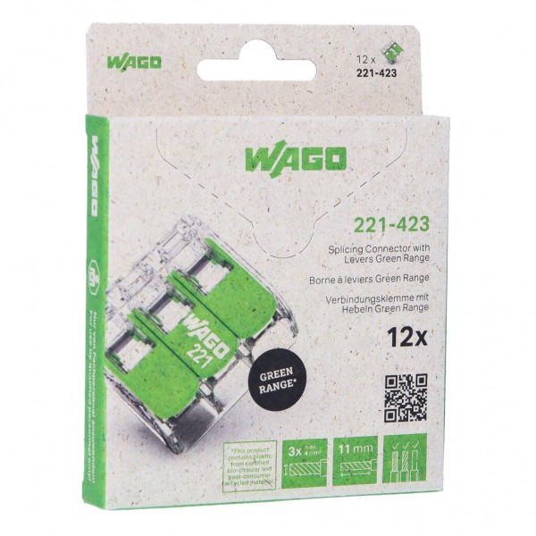 WAGO Serie 221 - 3*4mm 12 Stück Retail Green Range