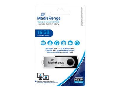 MEDIARANGE MR910 - 16 GB - USB Type-A / Micro-USB - 2.0 - 13 MB/s - Girevole - Nero - Argento