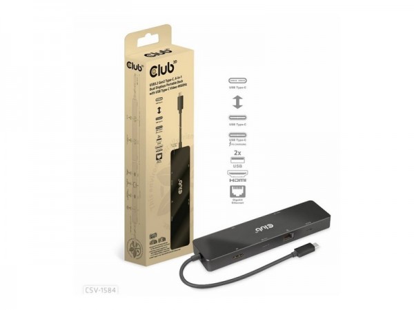 Club 3D CSV-1584 - Cablato - USB 3.2 Gen 2 (3.1 Gen 2) Type-C - 100 W - 1000 Mbit/s - Nero