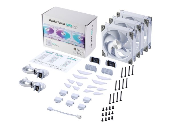 Phanteks D30 PWM Regular Airflow D-RGB Lüfter 3er Pack - 140mm weiß - Case fan - 1800 rpm