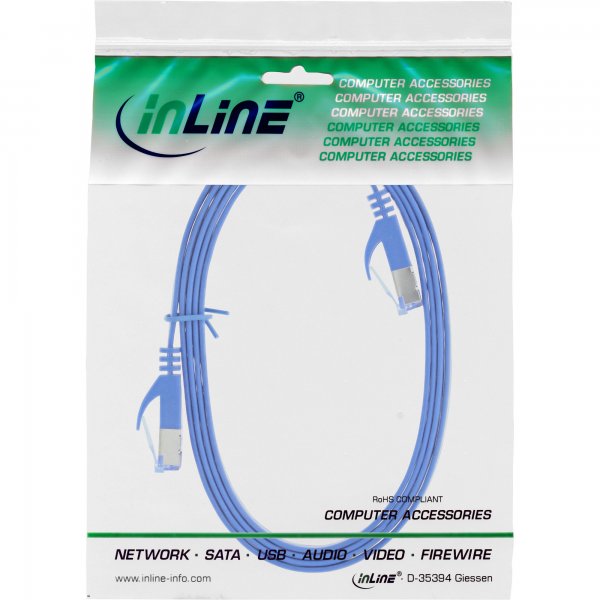 InLine Patch Cable flat - U/FTP - Cat.6A - blu - 0,5m