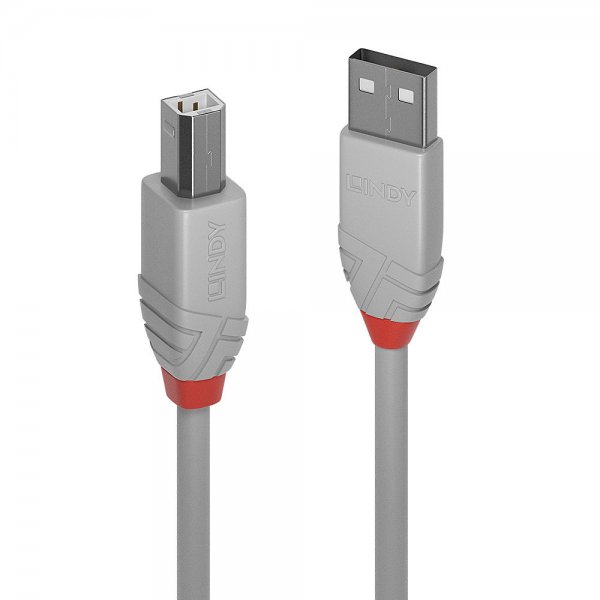 Lindy 36683 - 2 m - USB A - USB B - USB 2.0 - 0,48 Gbit/s - Grigio