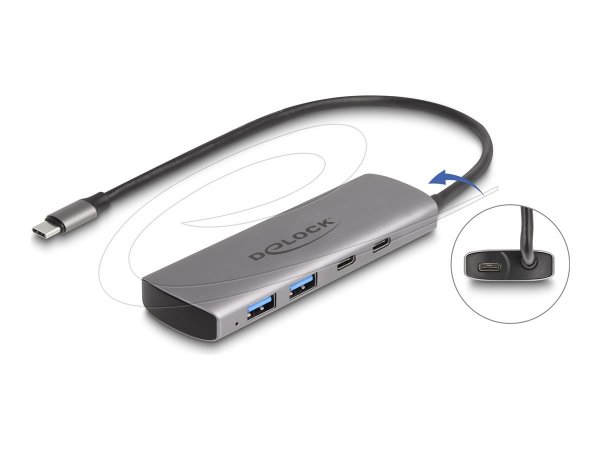 Delock USB 10 Gbps Typ-A+ Type-C Hub mit Anschluss und