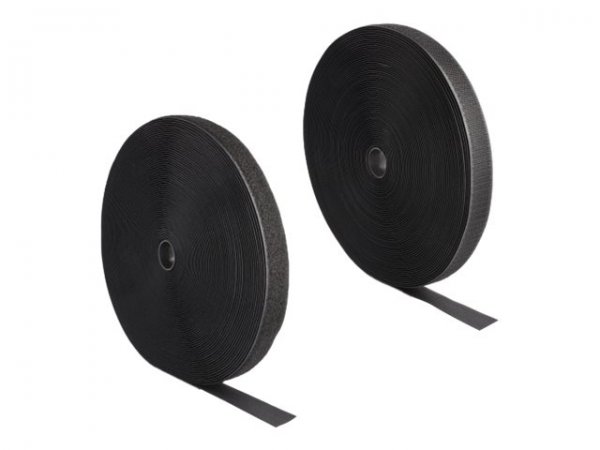 Delock Nastro con chiusura a strappo pesante L 25 m x L 25 mm nero - Nylon - Poliestere - Nero - 25