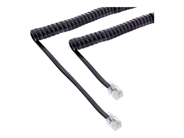 InLine Cavo modulare spiralato per cornetta - maschio-maschio - RJ10,nero,max. 4m