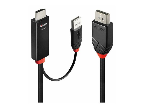 Lindy 41498 - 1 m - HDMI + USB Type-A - DisplayPort - Maschio - Maschio - Dritto
