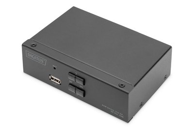 DIGITUS Switch KVM - 2x1 DP - DP Out - USB - 3840 x 2160 Pixel - 4K Ultra HD - Nero