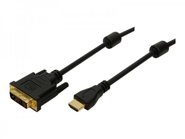 LogiLink 2m HDMI/DVI-D - 2 m - DVI-D - HDMI - Oro - Nero - Maschio/Femmina