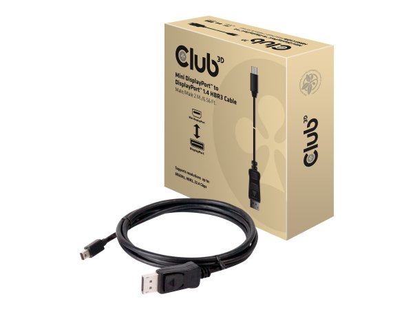 Club 3D Mini DisplayPort to DisplayPort 1.4 HBR3 8K60Hz Cable - 2 Meter / 6.56 Feet - 2 m - Mini Dis