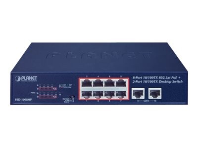 Planet FSD-1008HP - Non gestito - Fast Ethernet (10/100) - Full duplex - Supporto Power over Etherne