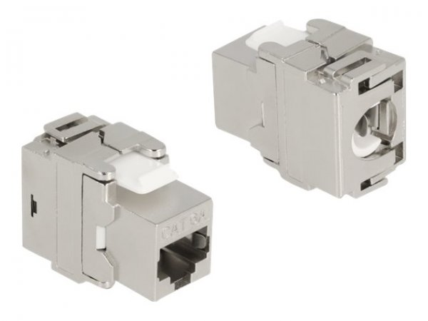 Delock Modulo Keystone RJ45 femmina per LSA Cat.6A da 180° senza utensili in metallo - Piatto - Acci