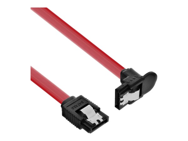 InLine Cavo SATA III 6Gb/s - rosso - 1x angolare 90° - chiusura a scatto - 0,3m