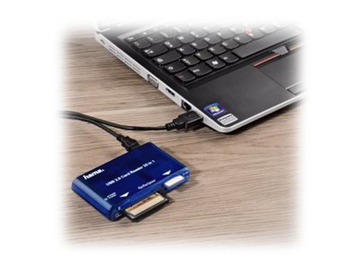 Hama USB CardReaderWriter 35in1 - Blu - 480 Mbit/s - 65 g - 84 mm - 100 mm - 22 mm