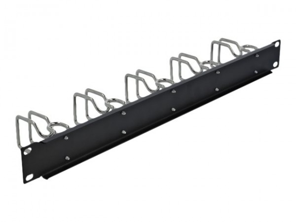 Delock Pannello di gestione cavi da 19? nero - Pannello di gestione del cavo - Nero - Metallo - 1U -