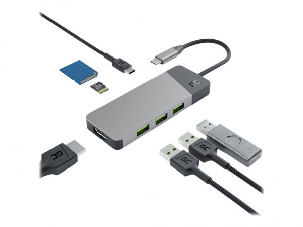 Green Cell HUBGC01 - USB tipo-C - HDMI - USB 3.2 Gen 2 (3.1 Gen 2) Type-A - USB 3.2 Gen 2 (3.1 Gen 2