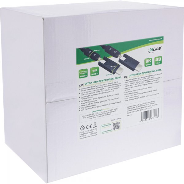 InLine Cavo HDMI AOC - Ultra High Speed 2.1 - staccabile - 8K - 80m