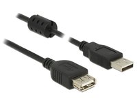 Delock 2m - 2xUSB 2.0-A - 2 m - USB A - USB A - USB 2.0 - Maschio/Femmina - Nero